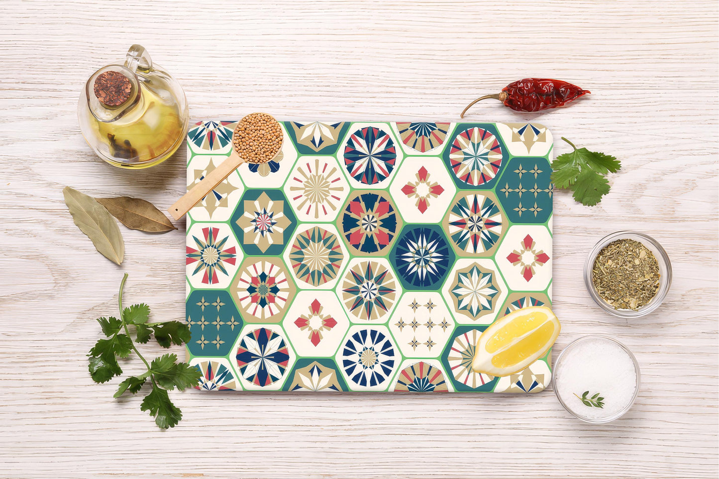 Geometric Boho Glass Cutting Board