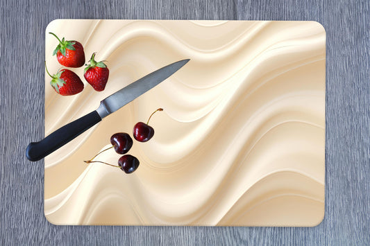 Abstract Waves Tempered Glass Cutting Board: Elegant Kitchen Serving Board
