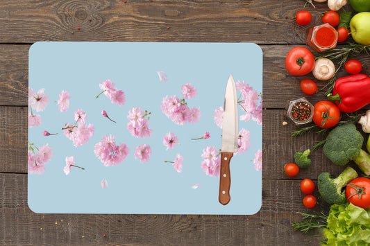 Pink Flower Tempered Glass Cutting Board for Elegant Kitchen Decor