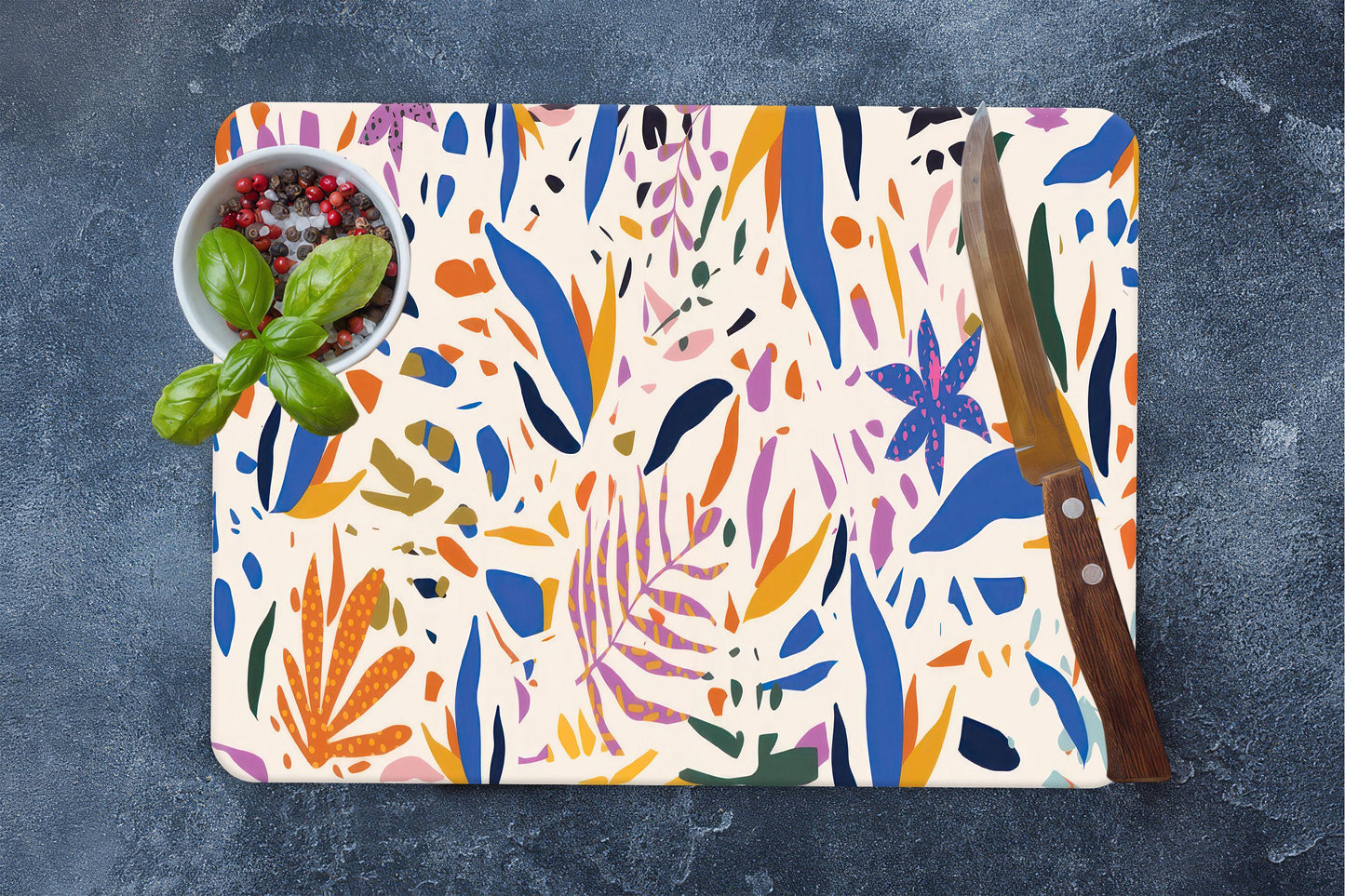 Leaves Design Glass Cutting Board