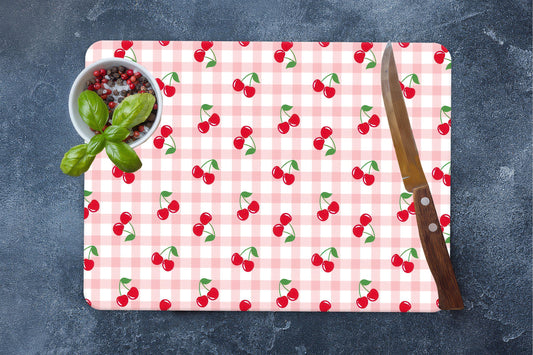Modern Cherry Pattern Tempered Glass Cutting Board for Kitchen Decor