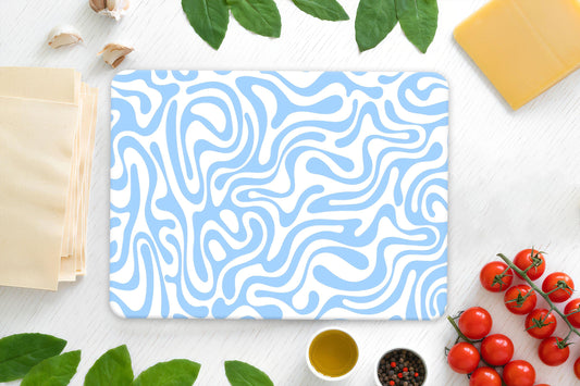 Blue Pattern Tempered Glass Cutting Board: Modern Kitchen Decor