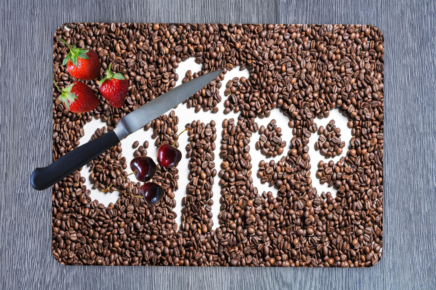 Coffee and Plate Glass Cutting Board