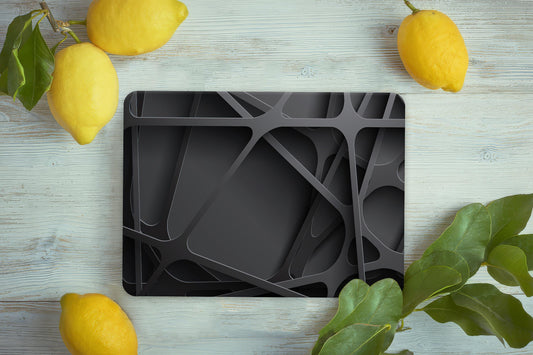 Modern Abstract Black Tempered Glass Cutting Board for Kitchen