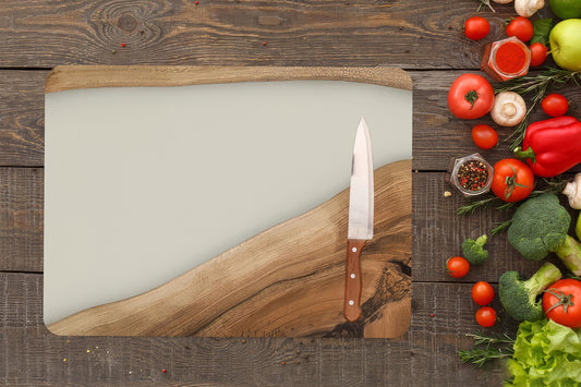 Modern Woodgrain Glass Cutting Board: Elegant Kitchen Serving Board