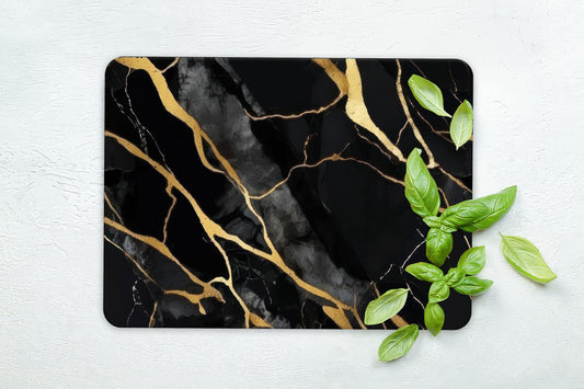 Black Marble Tempered Glass Cutting Board: Modern Kitchen Decor