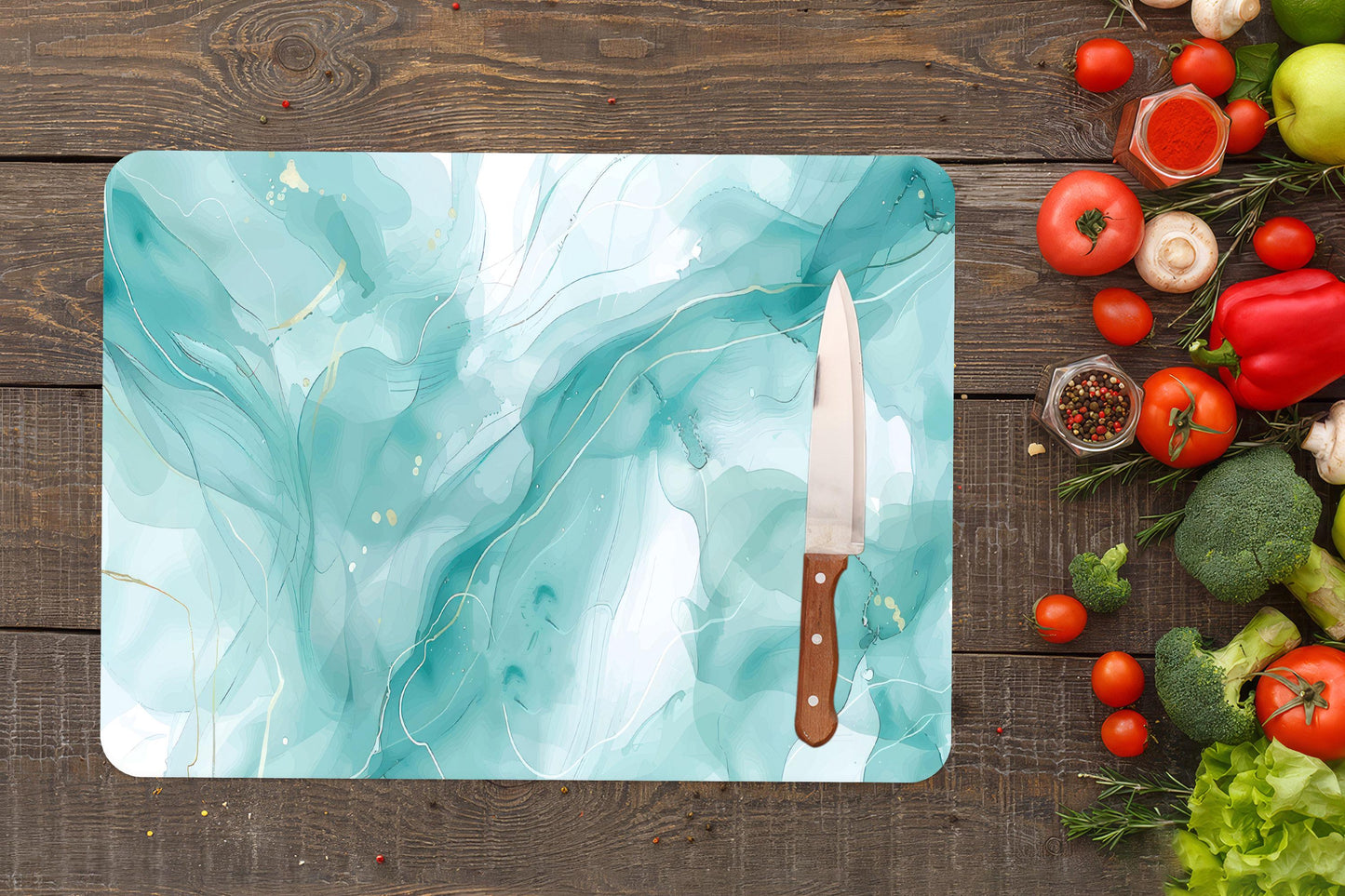 White Marbled Glass Cutting Board