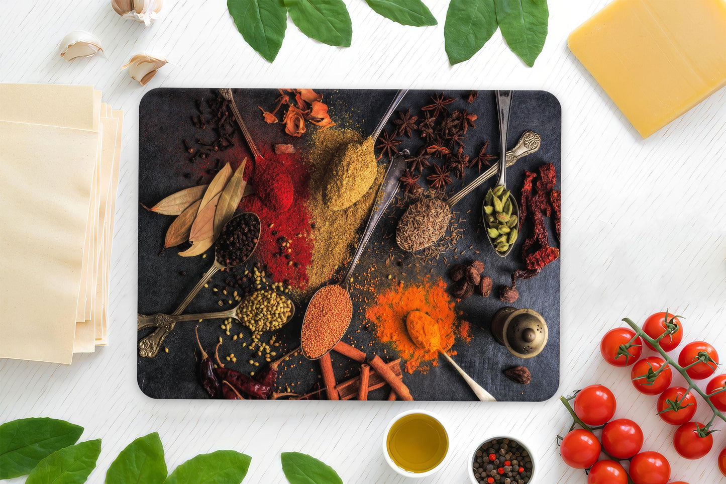 Colorful Spices Glass Cutting Board