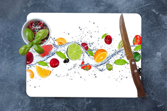 Modern Cherry Design Tempered Glass Cutting Board for Kitchen
