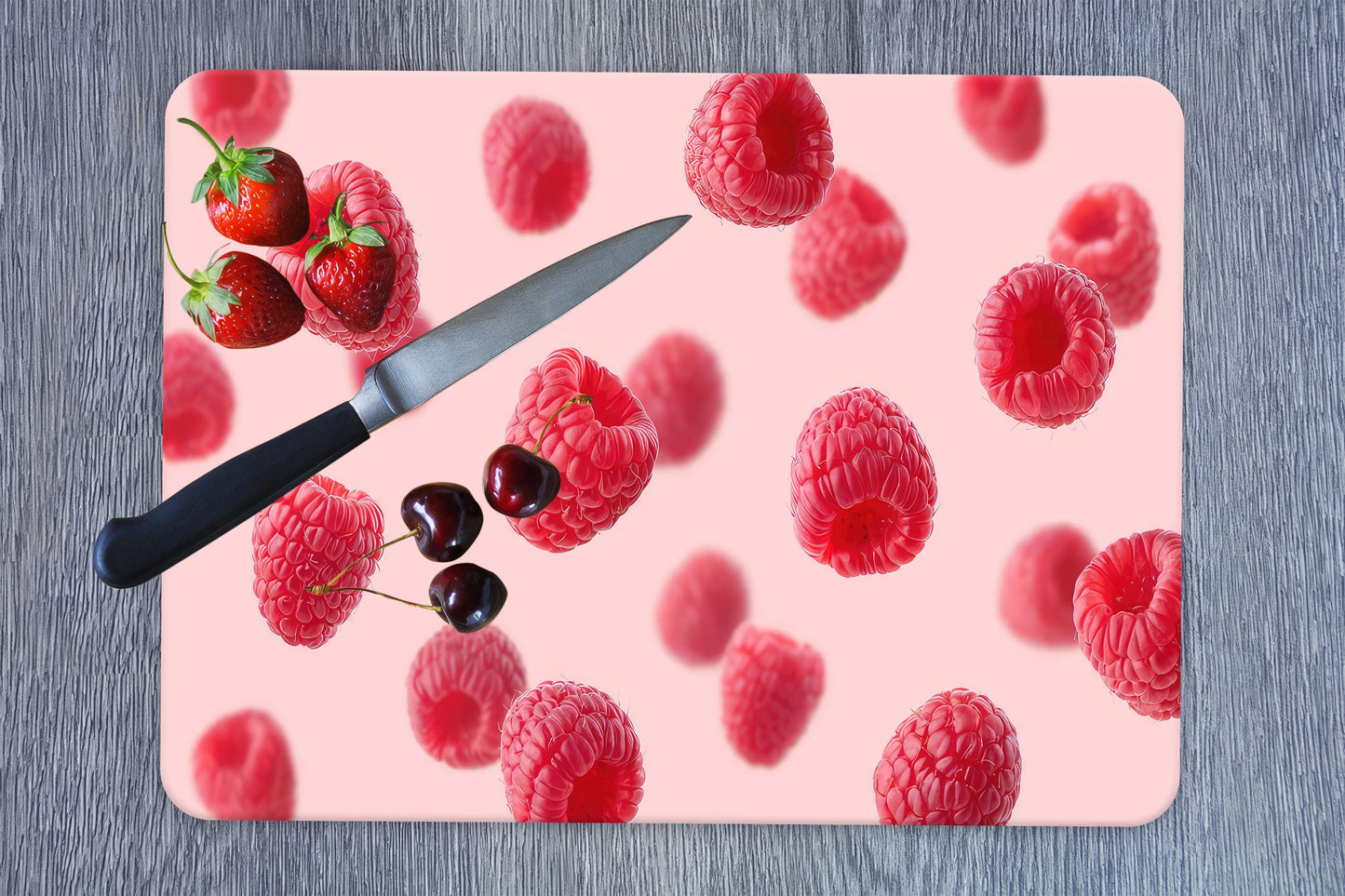 Raspberry Pink Glass Cutting Board