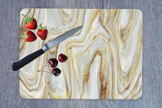 Modern White Marble Tempered Glass Cutting Board for Kitchen Decor