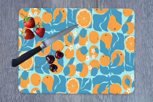 Orange Modern Tempered Glass Cutting Board for Kitchen Decor