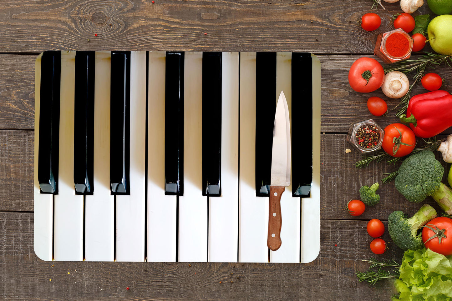 Piano Keys Design Glass Cutting Board