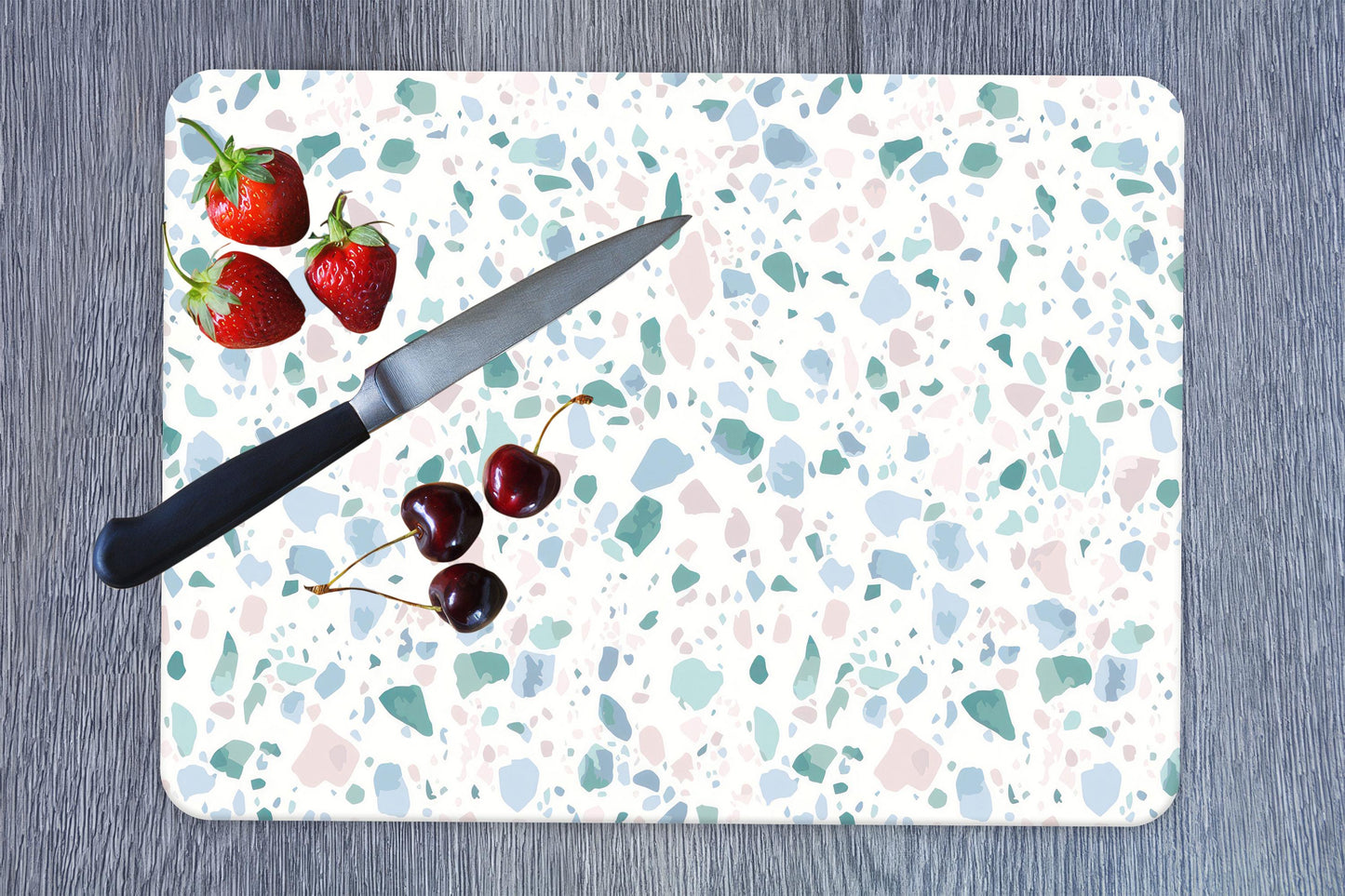 Blue Abstract Pattern Glass Cutting Board