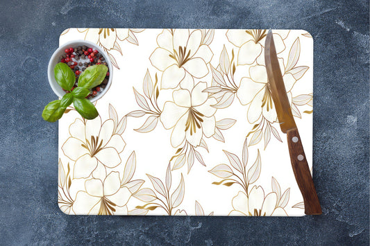 Floral Tempered Glass Cutting Board: Elegant Kitchen Serving Board