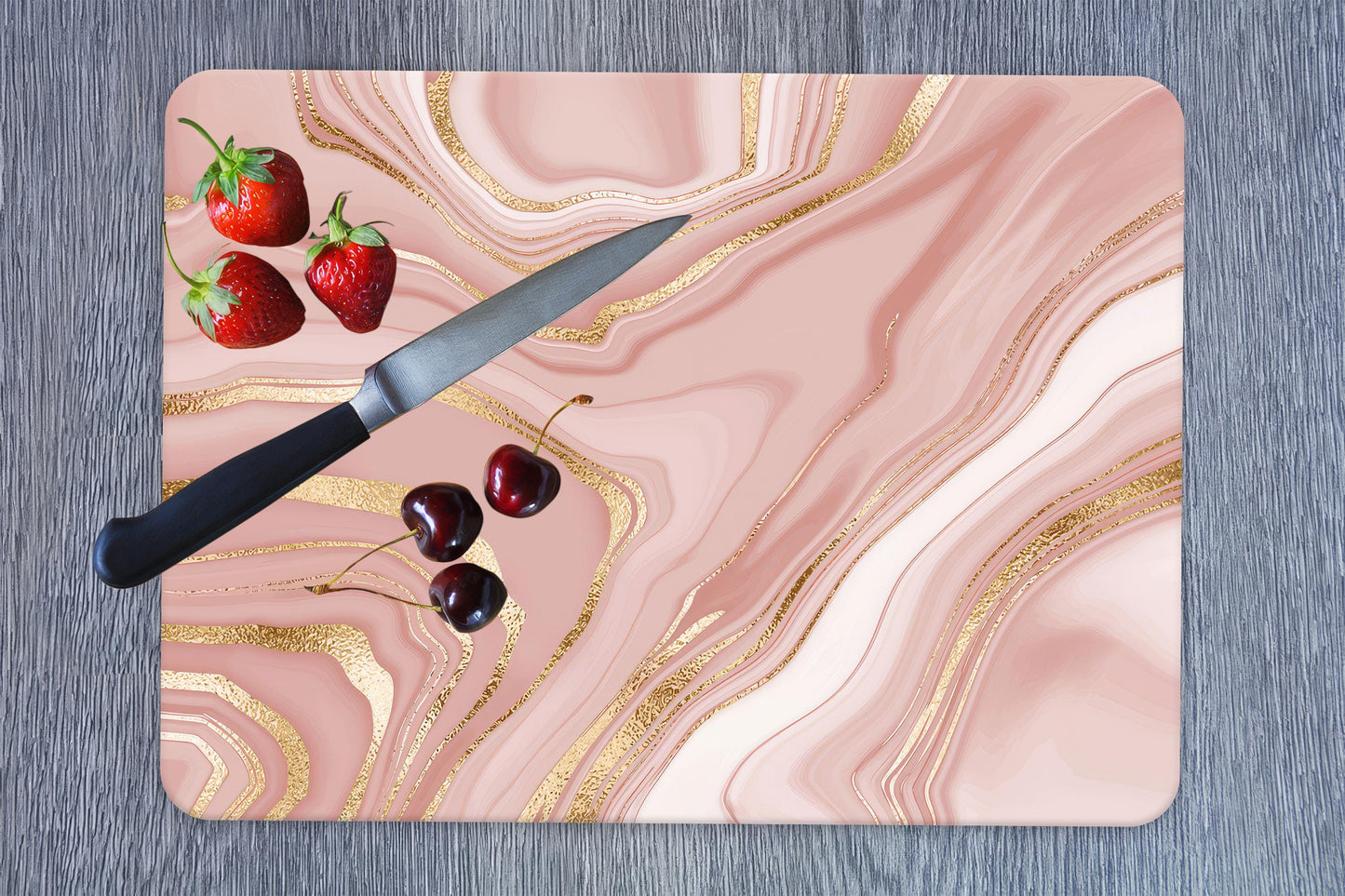 Pink Marble Glass Cutting Board