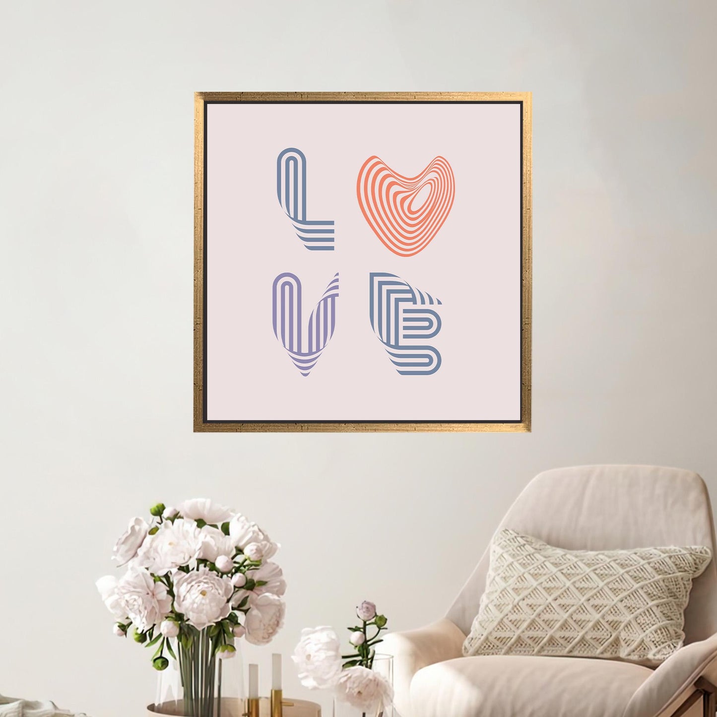 Modern Typography Love Canvas Art, Valentine's Day Gift, Romantic Decor