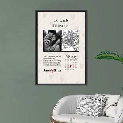 Modern Printed Canvas Wall Art: Personalized Calendar for Couples, Valentine’s Day Gift
