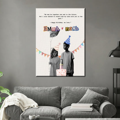 Custom Childhood Photo Canvas Art, Valentines Day Gift, Couple Photo Poster Decor