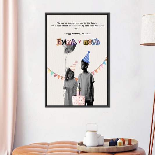 Custom Childhood Photo Canvas Art, Valentines Day Gift, Couple Photo Poster Decor