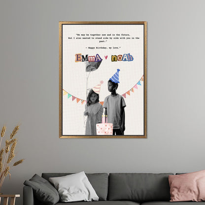 Custom Childhood Photo Canvas Art, Valentines Day Gift, Couple Photo Poster Decor