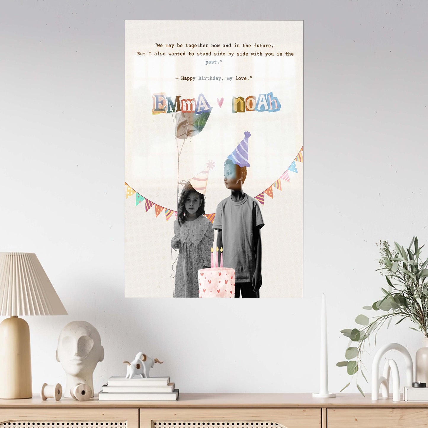 Custom Childhood Photo Canvas Art, Valentines Day Gift, Couple Photo Poster Decor