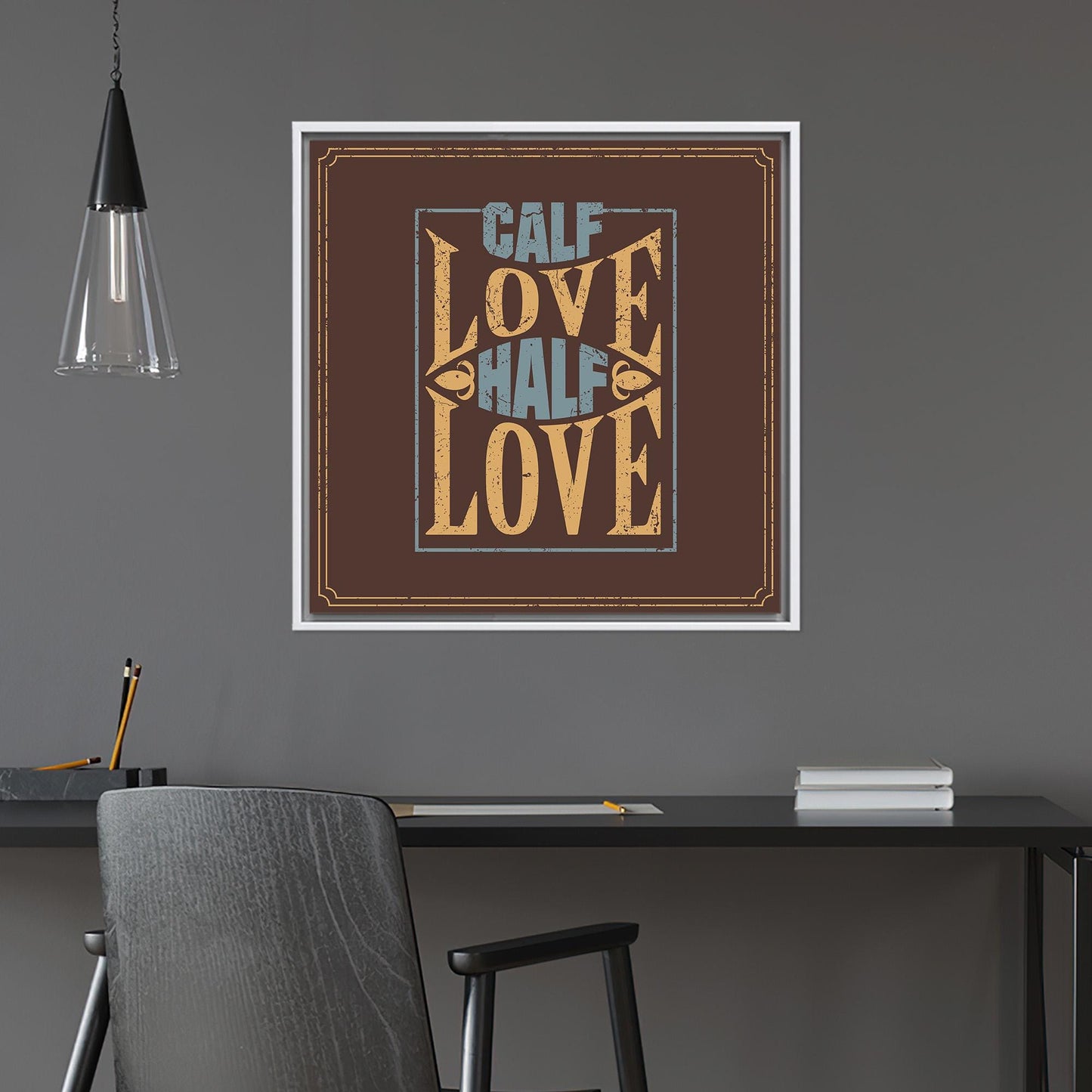 Modern Calf Love Half Love Canvas Art, Valentine's Day Wall Decor, Personalized Gift