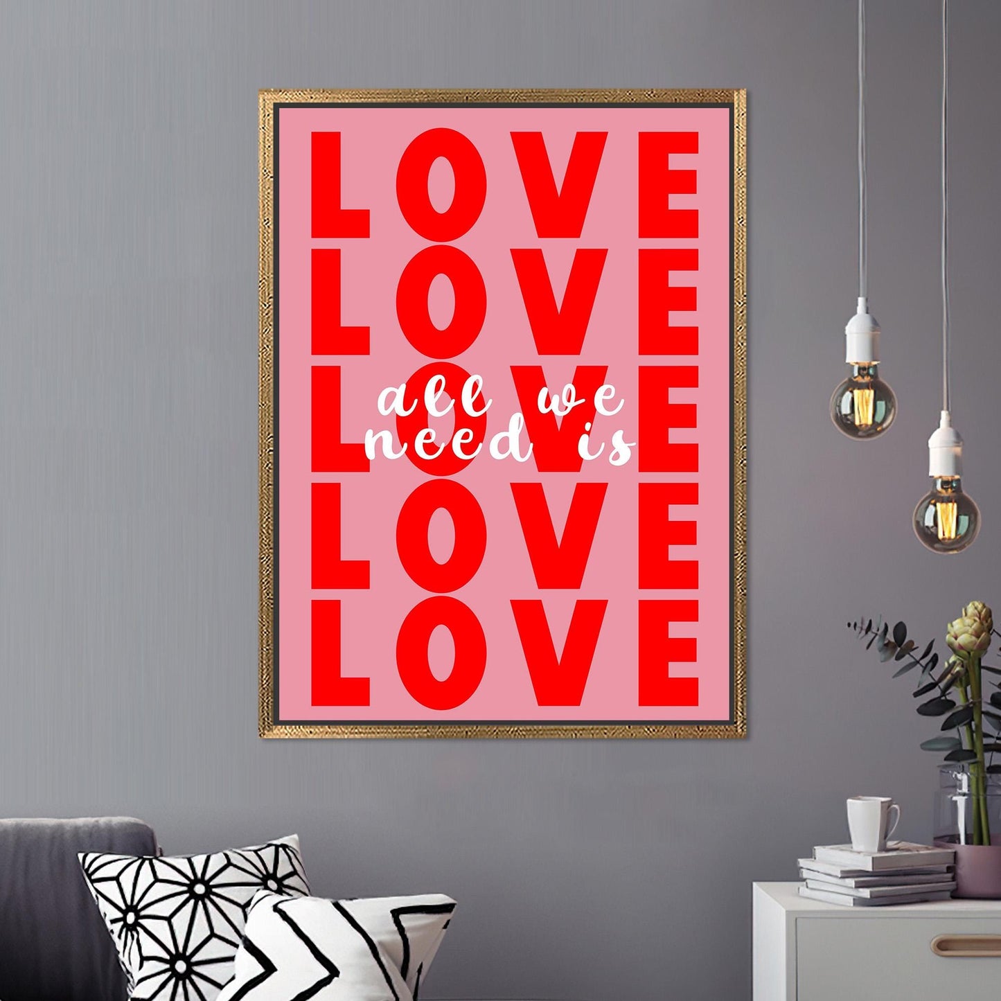 Modern Love Canvas Art, Valentines Day Gift, Couple Gift Idea, Printed Artwork