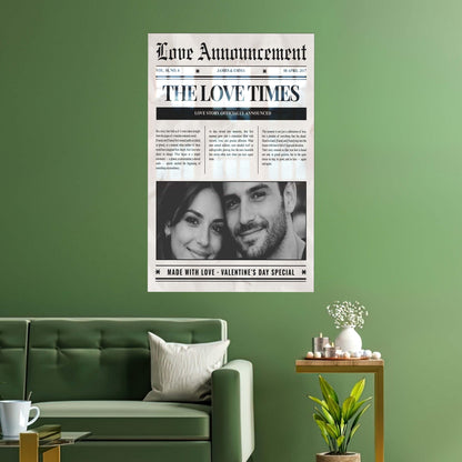 Personalized Love Newspaper Canvas Art: Custom Valentine’s Day Canvas Print for Couples