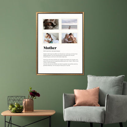 Personalized Mother Letter Canvas: Custom Photo Collage Print for Emotional Mom Gift