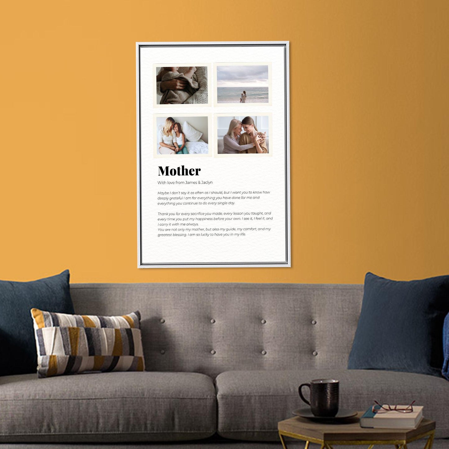 Personalized Mother Letter Canvas: Custom Photo Collage Print for Emotional Mom Gift