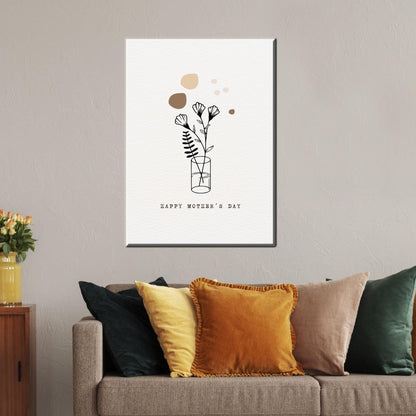 Minimal Floral Line Neutral Botanical Canvas Print