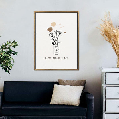 Minimal Floral Line Neutral Botanical Canvas Print