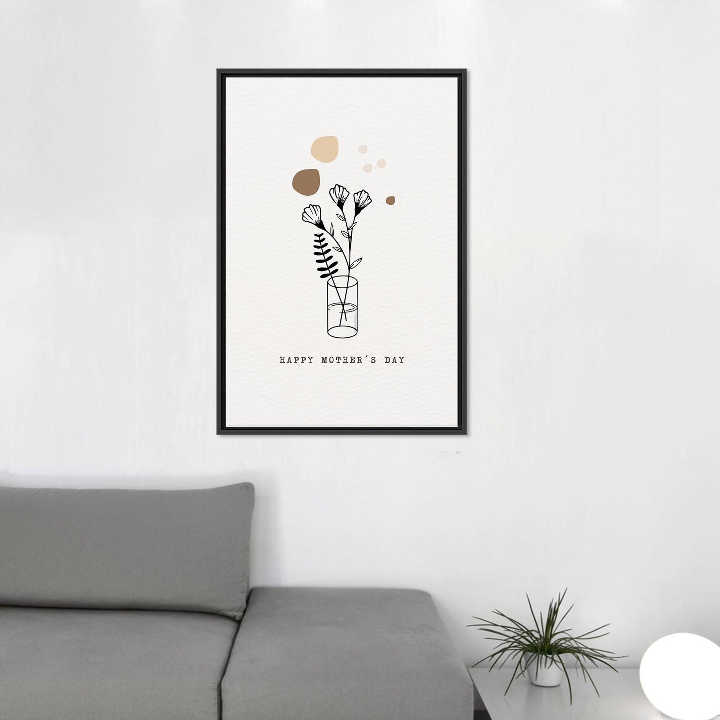 Minimal Floral Line Neutral Botanical Canvas Print