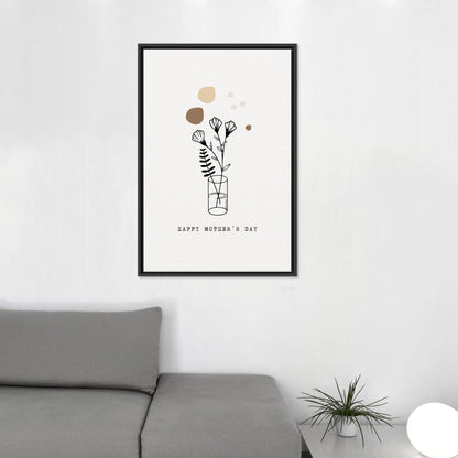 Minimal Floral Line Neutral Botanical Canvas Print