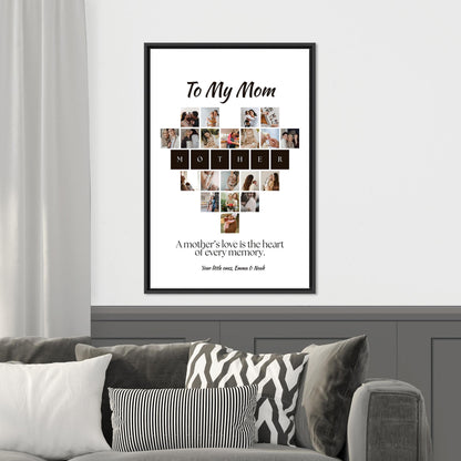 Custom Mother Letter Canvas Print: Personalized Photo Collage Wall Art, Modern Home Decor