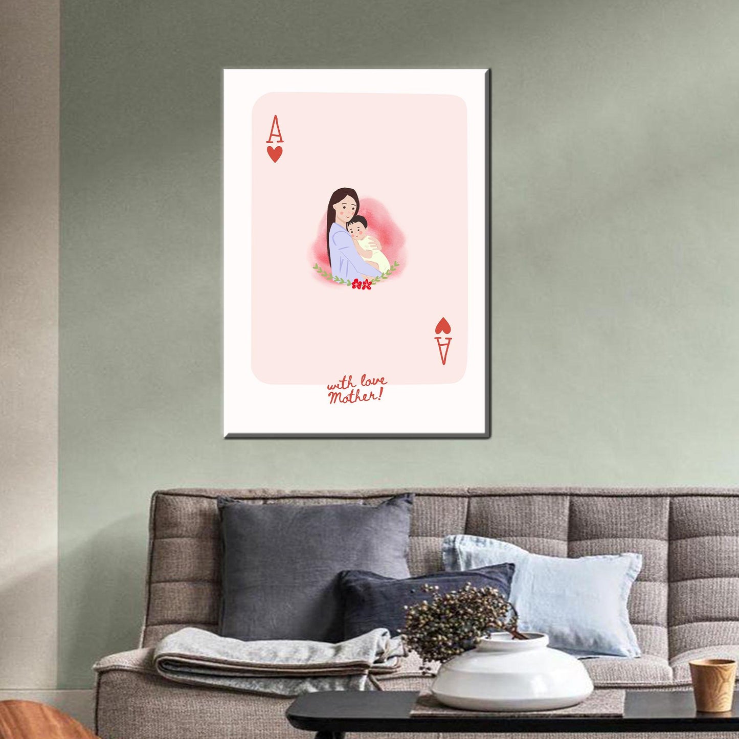 Queen Card Mom Poster Canvas Print, Unique Gift for Mom, Mothers Day Wall Art