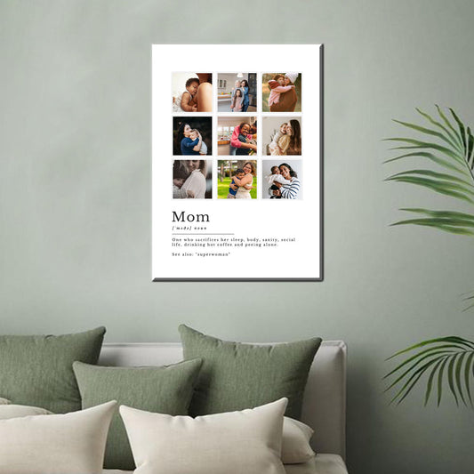 Custom Photo Collage Canvas: Personalized Family Memory Print, Perfect Gift for Mom
