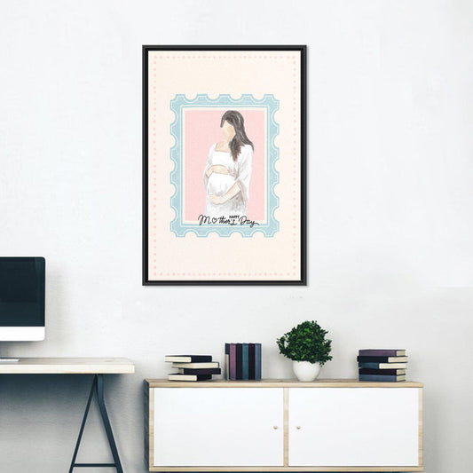 Vintage Canvas Print: Soft Watercolor Mothers Day Wall Art for Expecting Mom