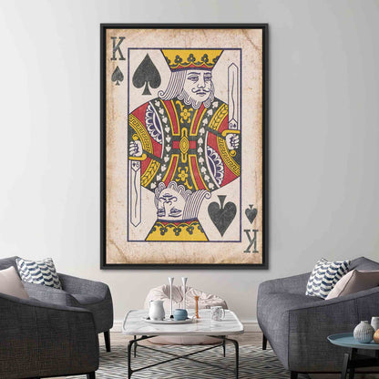 Abstract Playing Card Art Canvas: King of Hearts Wall Decor, Play Room Printed