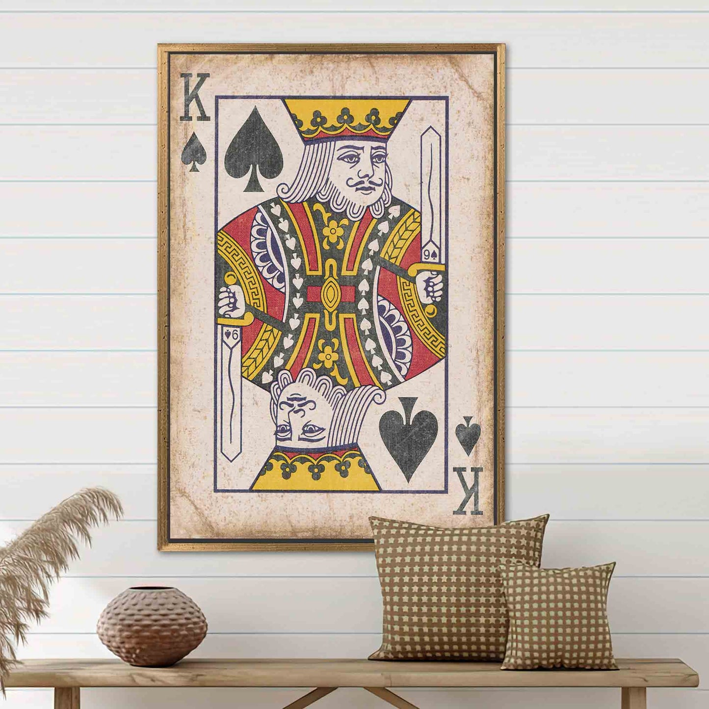 Abstract Playing Card Art Canvas: King of Hearts Wall Decor, Play Room Printed
