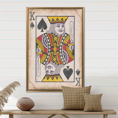 Abstract Playing Card Art Canvas: King of Hearts Wall Decor, Play Room Printed