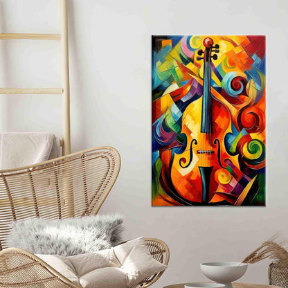 Vibrant Abstract Cello 3D Music Canvas Print
