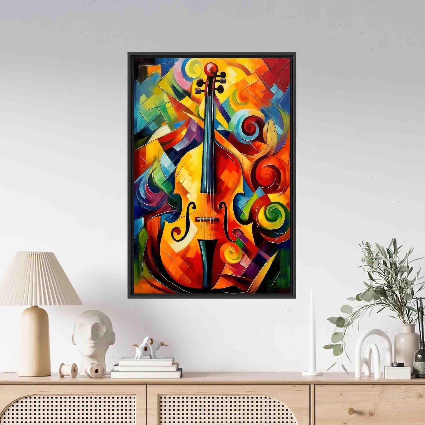 Vibrant Abstract Cello 3D Music Canvas Print