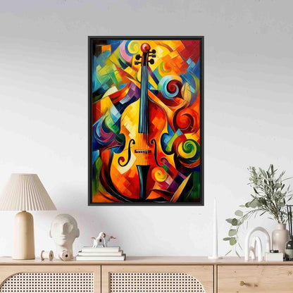 Vibrant Abstract Cello 3D Music Canvas Print