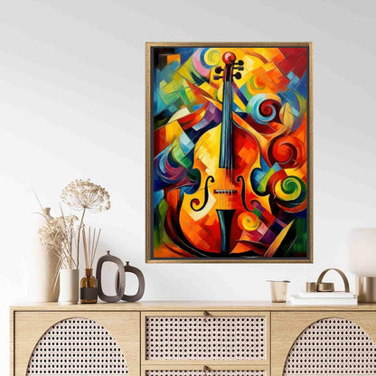 Vibrant Abstract Cello 3D Music Canvas Print