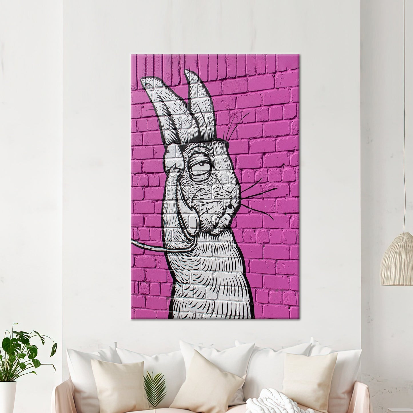 White Rabbit Abstract Hare Canvas Print