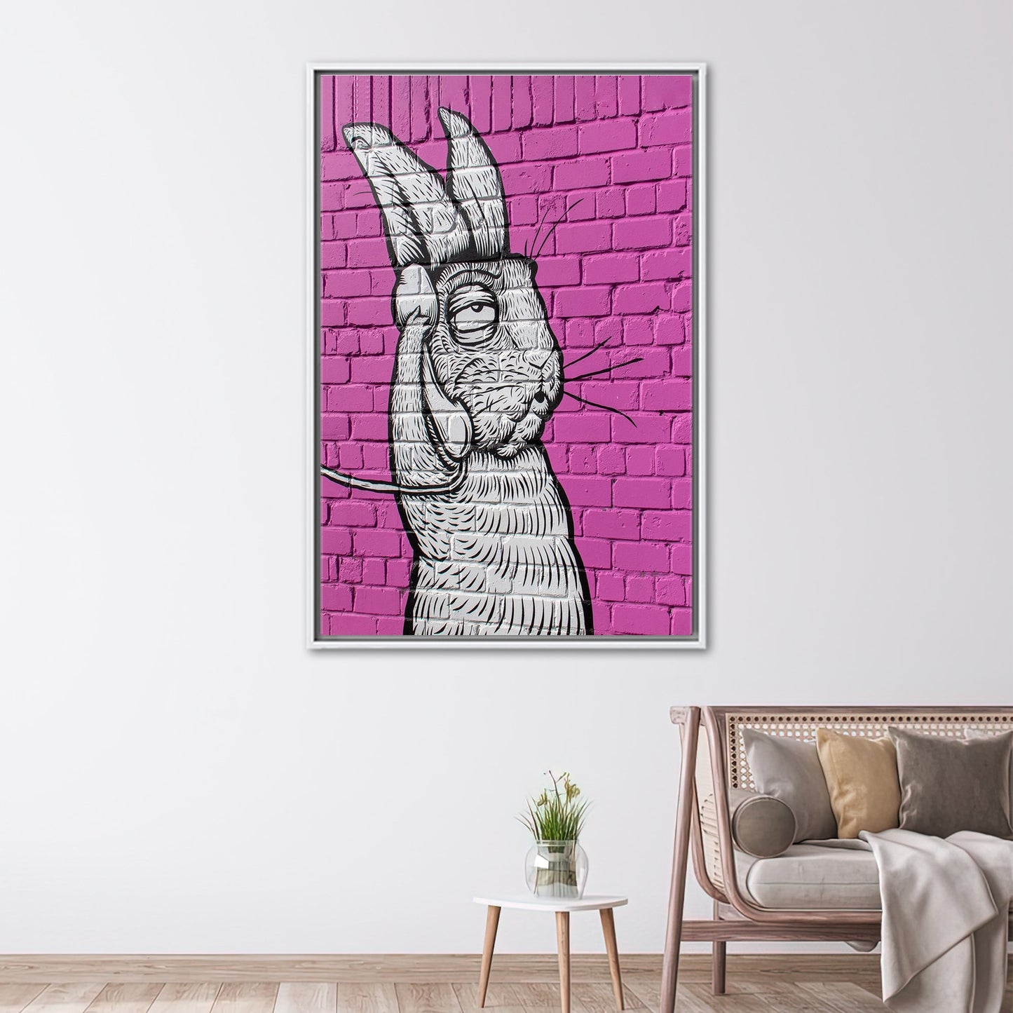 White Rabbit Abstract Hare Canvas Print