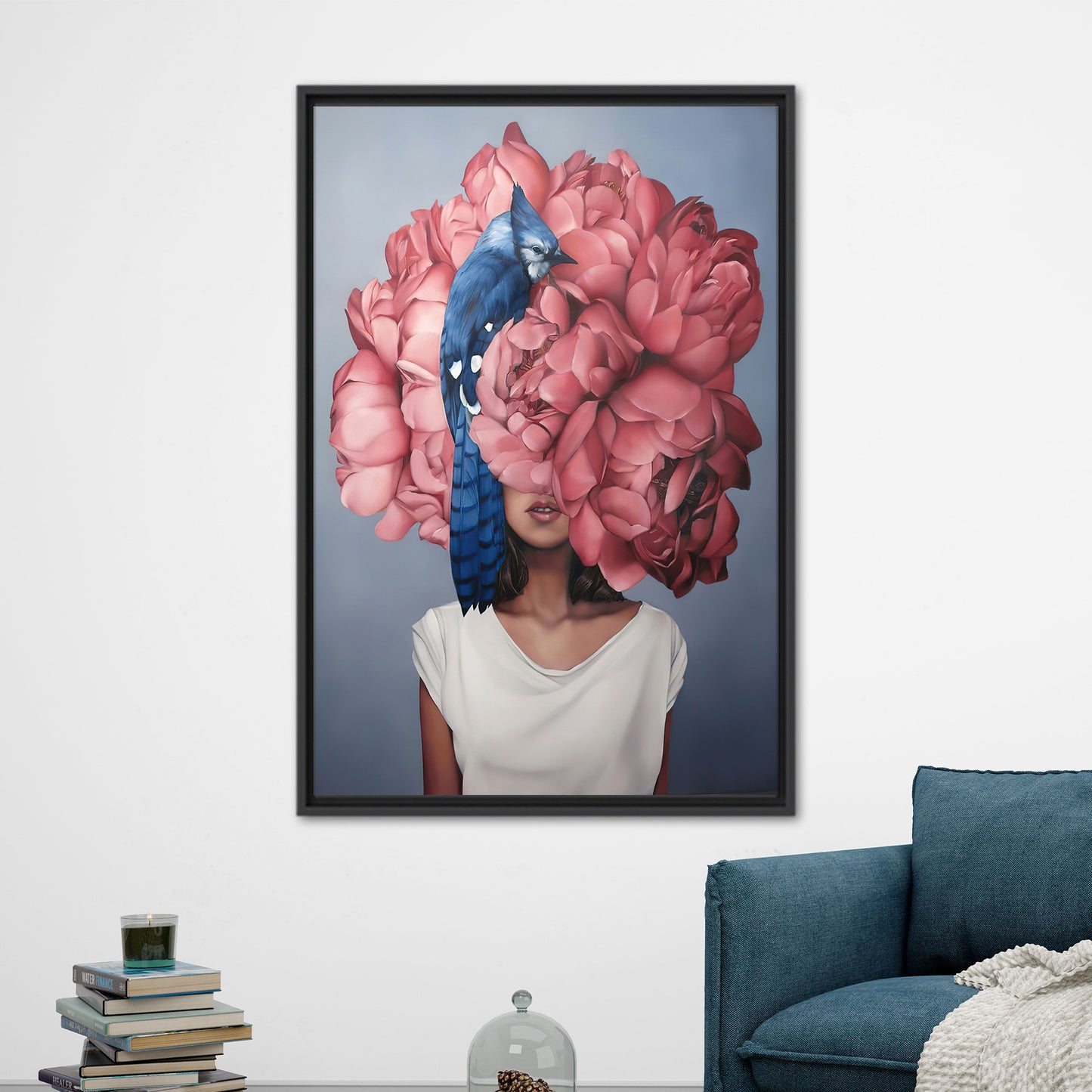 Modern Pink Floral Woman Canvas Print, Abstract Wall Art, Large Canvas Decor, Personalized Gift
