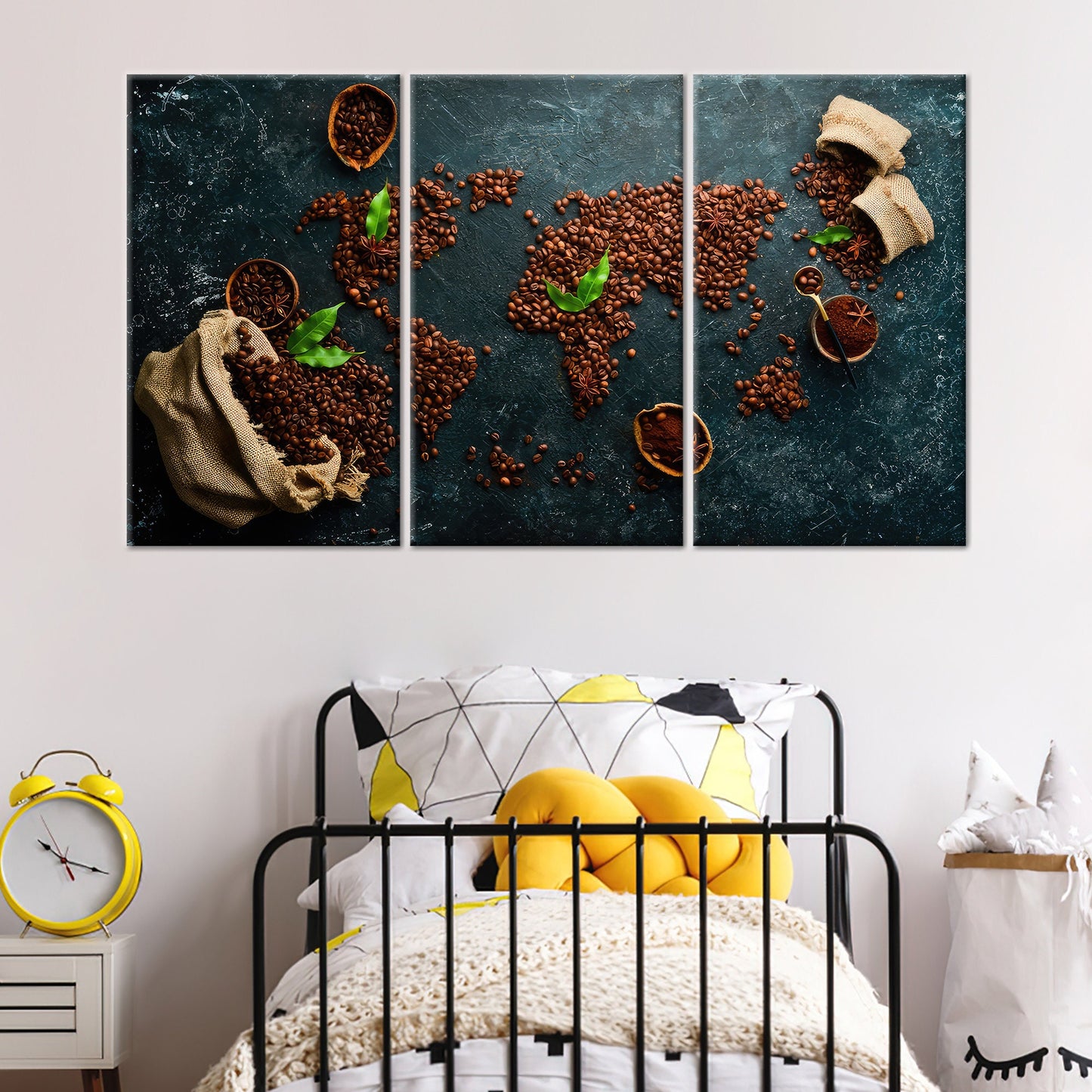 World Map Coffee Themed Canvas Print